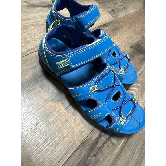 Boys Size 4 LL Bean Blue & Green Sandals Water Shoes With Adjustable Straps - Picture 4 of 7